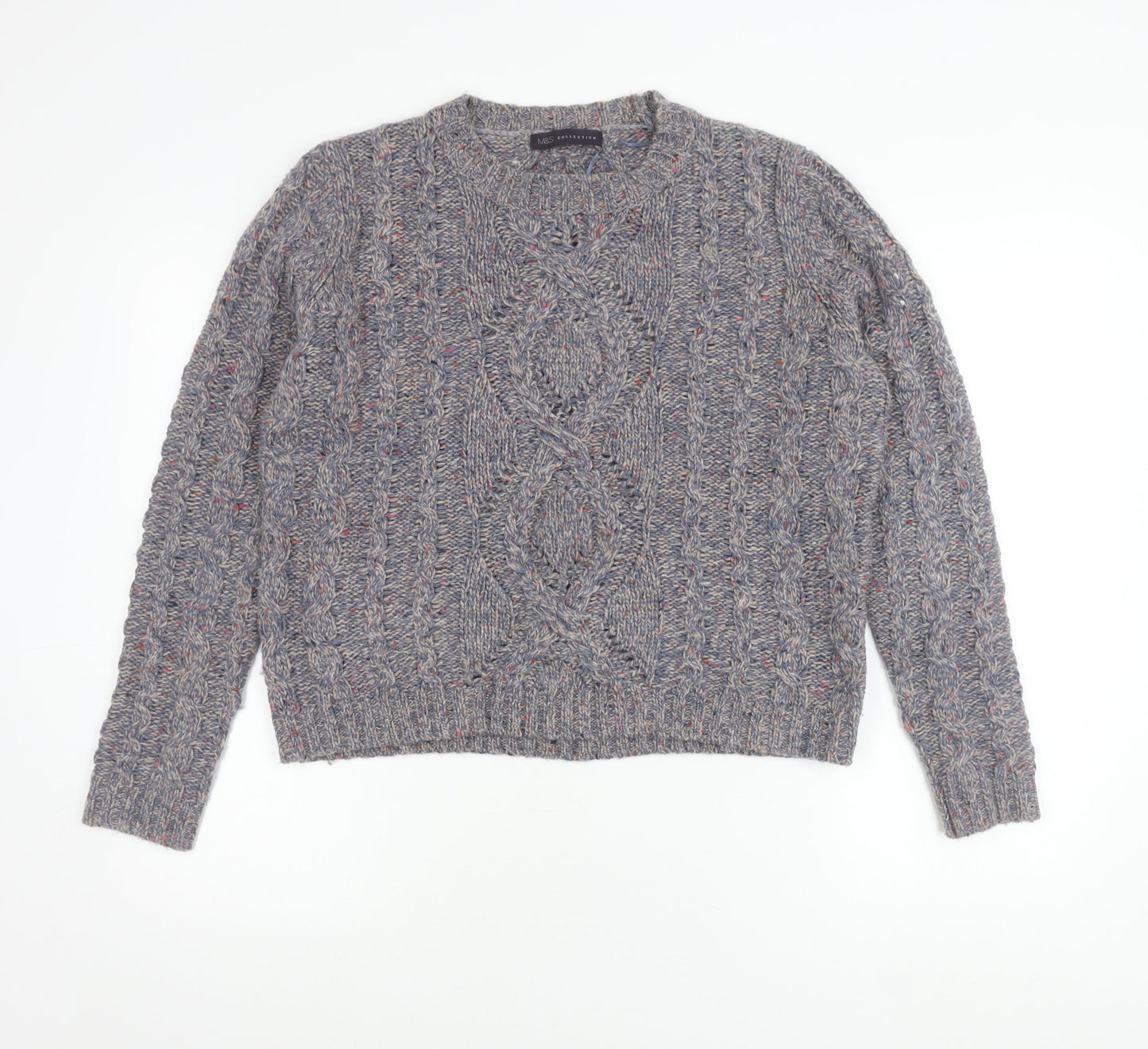 Marks and Spencer Womens Purple Cable-Knit Jumper Size 14