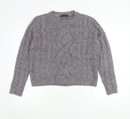 Marks and Spencer Womens Purple Cable-Knit Jumper Size 14