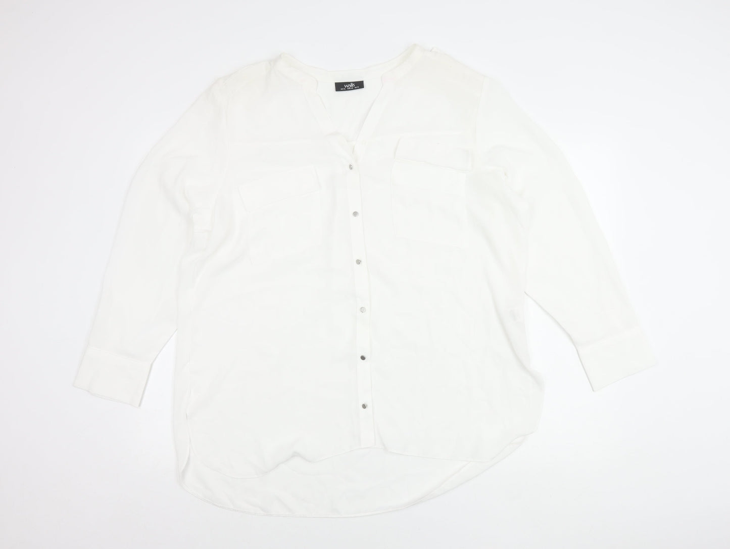 Wallis Women’s White XL Long Sleeve Tunic Button-Up Blouse