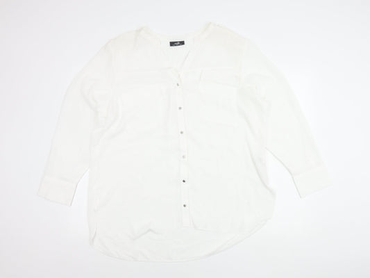 Wallis Women’s White XL Long Sleeve Tunic Button-Up Blouse