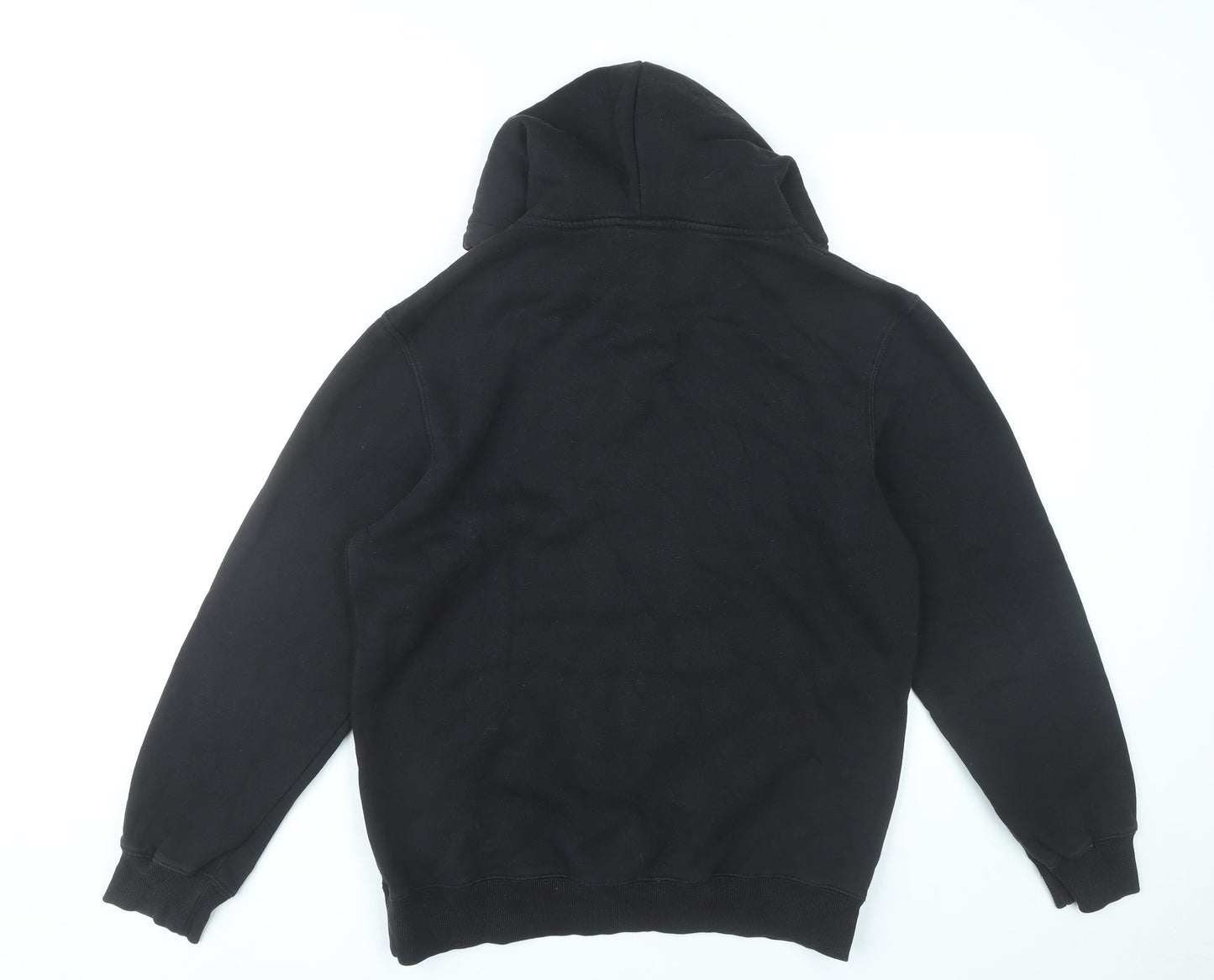 H&M Mens Black Pullover Hoodie Regular Fit M Graphic Logo