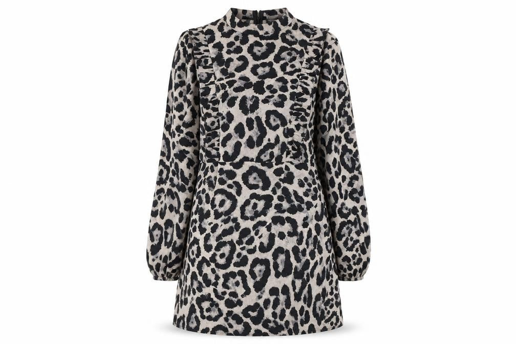 AX Paris Women Grey Animal Print Shift Mini Dress Size 14