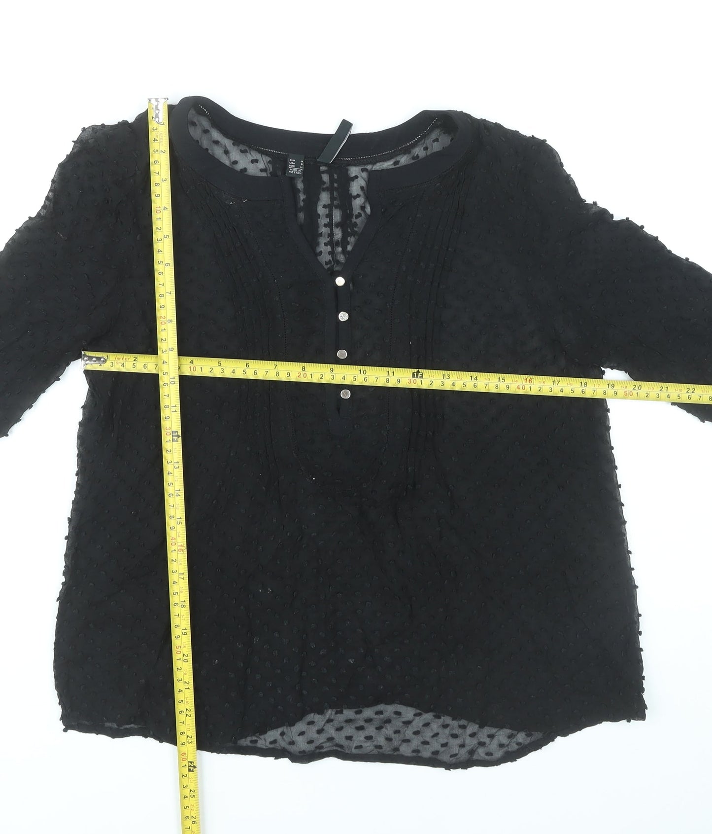 Mango Women Black Polka Dot Tunic Blouse Size 10 Lightweight