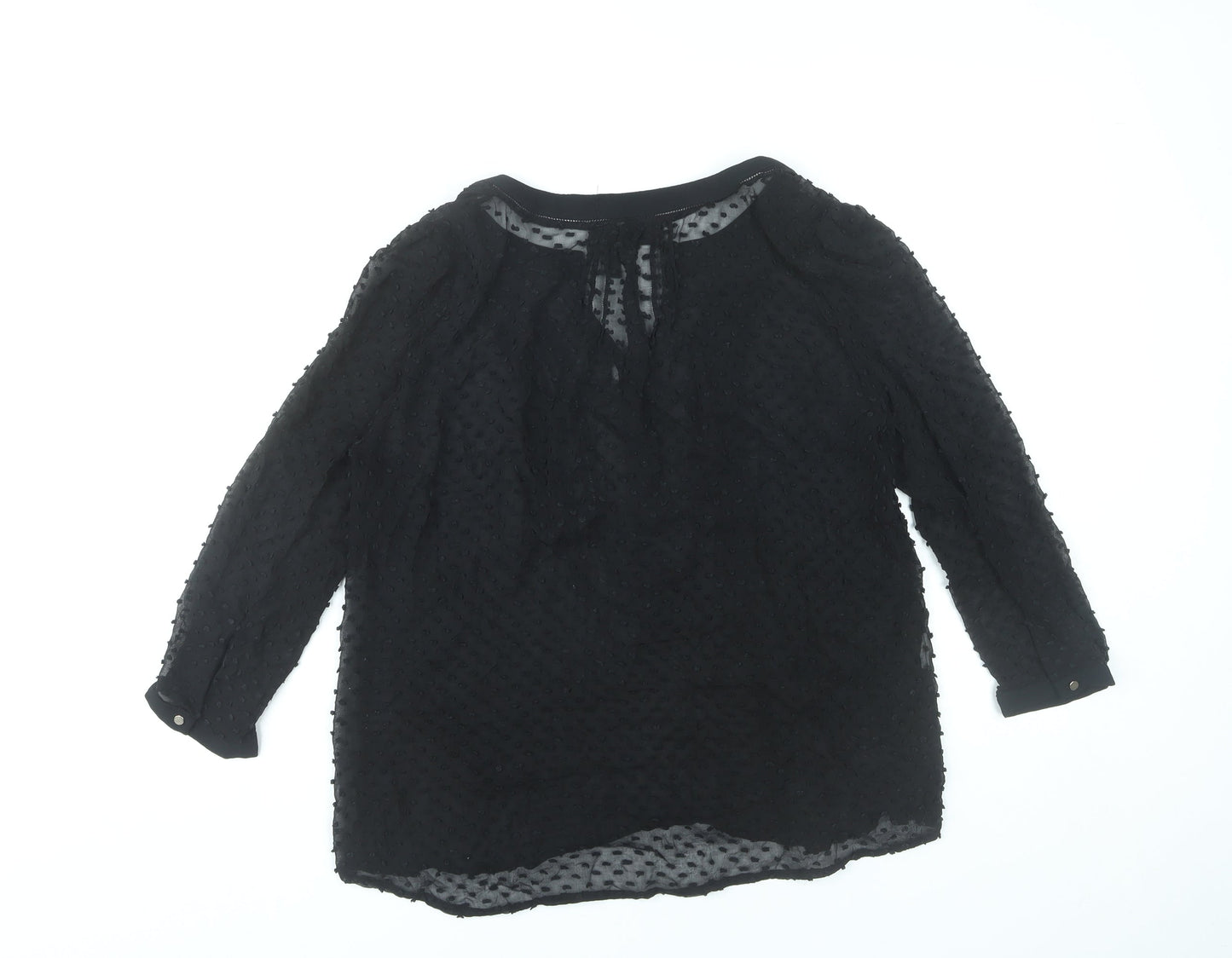 Mango Women Black Polka Dot Tunic Blouse Size 10 Lightweight