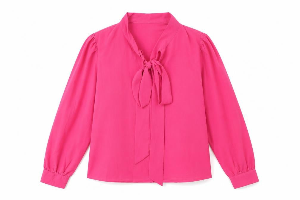 Urban Bliss Womens Pink Blouse Size 14 Long Sleeve Bow Neck