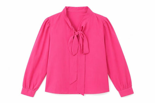 Urban Bliss Womens Pink Blouse Size 14 Long Sleeve Bow Neck