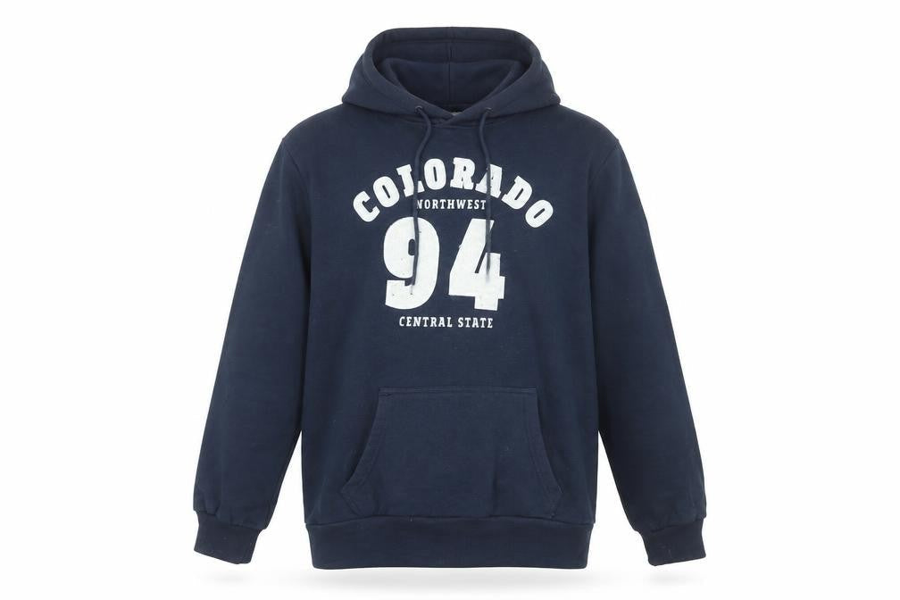 X-Mail Men's Blue Pullover Hoodie L Graphic College Style