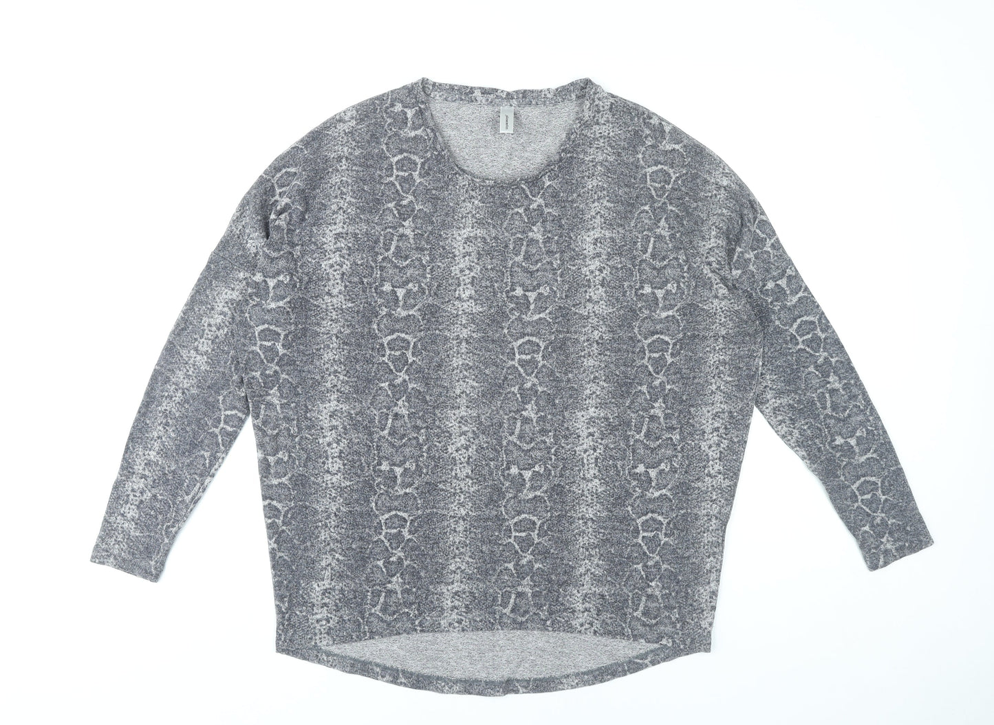 Soyaconcept Women’s Grey Animal Print Jersey Top Size S Relaxed Fit