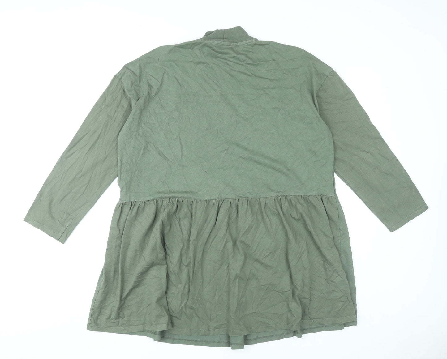 ASOS Womens Green Smock Dress UK 14 High Neck Long Sleeve