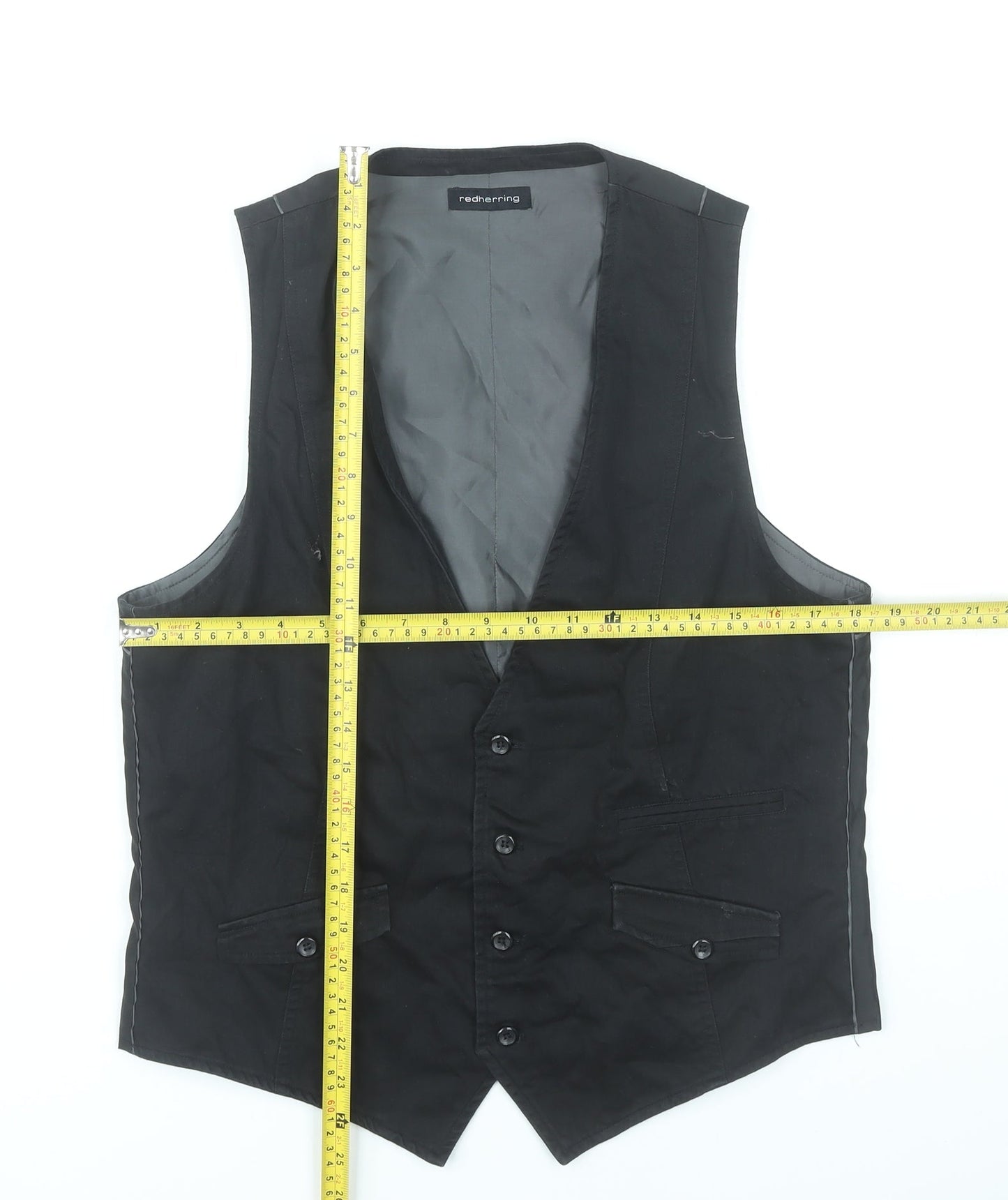 Red Herring Men's Black Waistcoat Medium Chest 39-42" Classic Formal