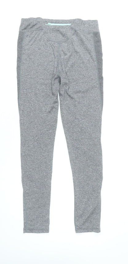 Close-up detail of Ellesse women’s grey, size UK 10 slim, fit activewear leggings