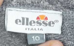 Brand and care label for Ellesse women’s grey, size UK 10 slim, fit activewear leggings