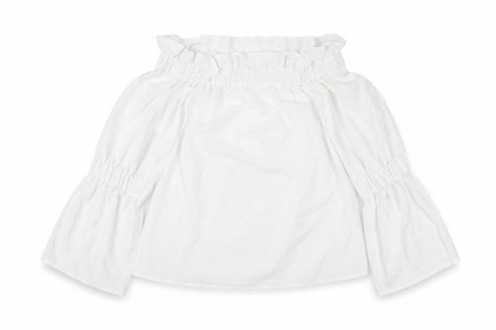 Boohoo Women’s White Off Shoulder Bell Sleeve Blouse UK 12