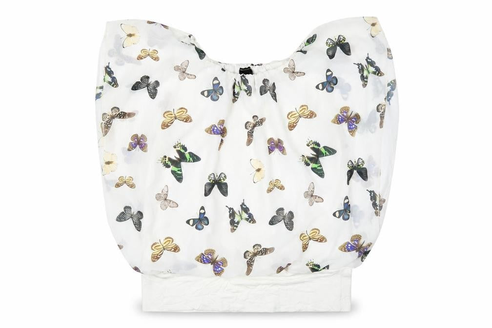 Izabel London Womens White Butterfly Print Sleeveless Tunic Blouse Size 14