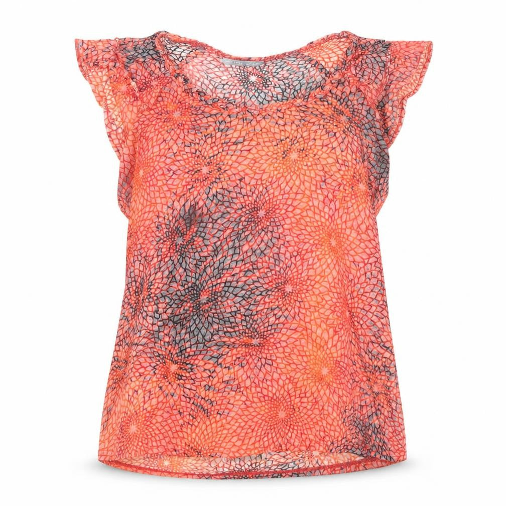 Marks & Spencer Women Orange Floral Blouse Size 16 Tunic Sleeveless
