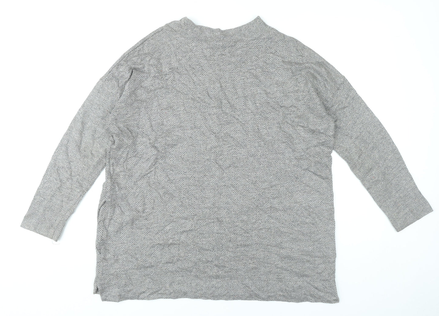Masai Women’s Grey Herringbone Tunic Blouse Size S Long Sleeve