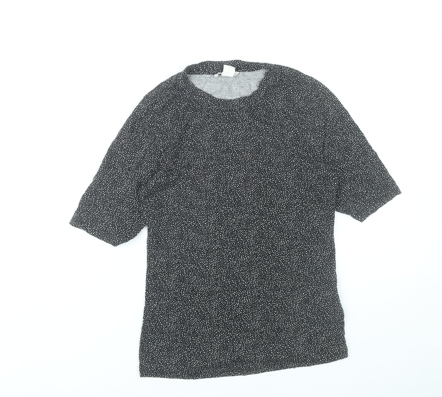 H&M Women Black Polka Dot Short Sleeve Blouse Size S