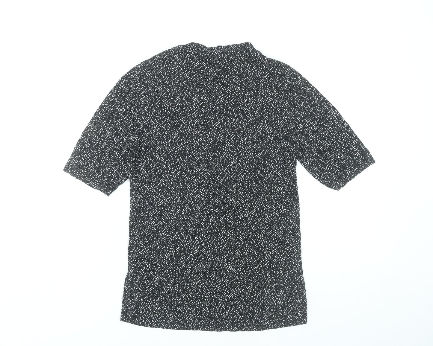 H&M Women Black Polka Dot Short Sleeve Blouse Size S