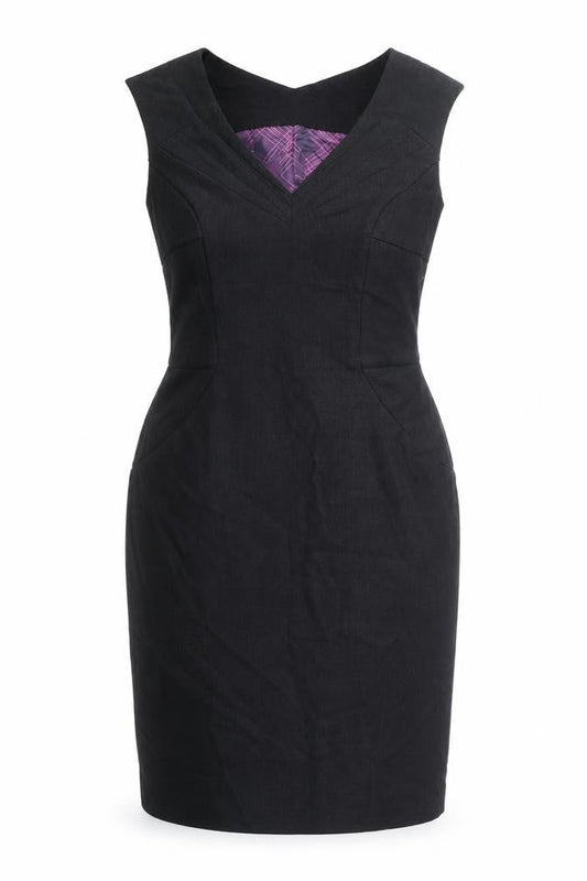 Next Womens Black Sheath Dress Size 10 V-Neck Sleeveless Workwear