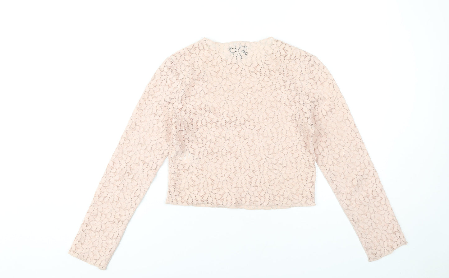 Topshop Women’s Beige Lace Petite Cropped Blouse UK 6