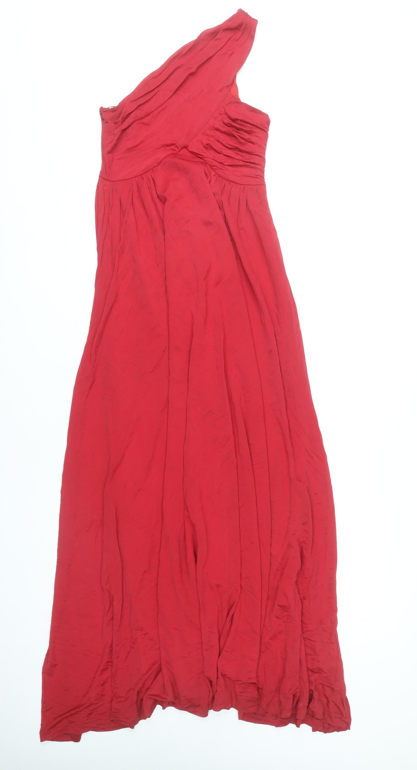 H&M Women’s Red One Shoulder Maxi Dress Size 6 Ruched Party