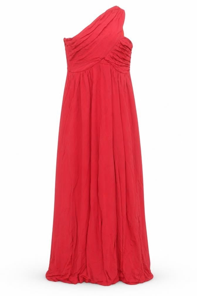 H&M Women’s Red One Shoulder Maxi Dress Size 6 Ruched Party