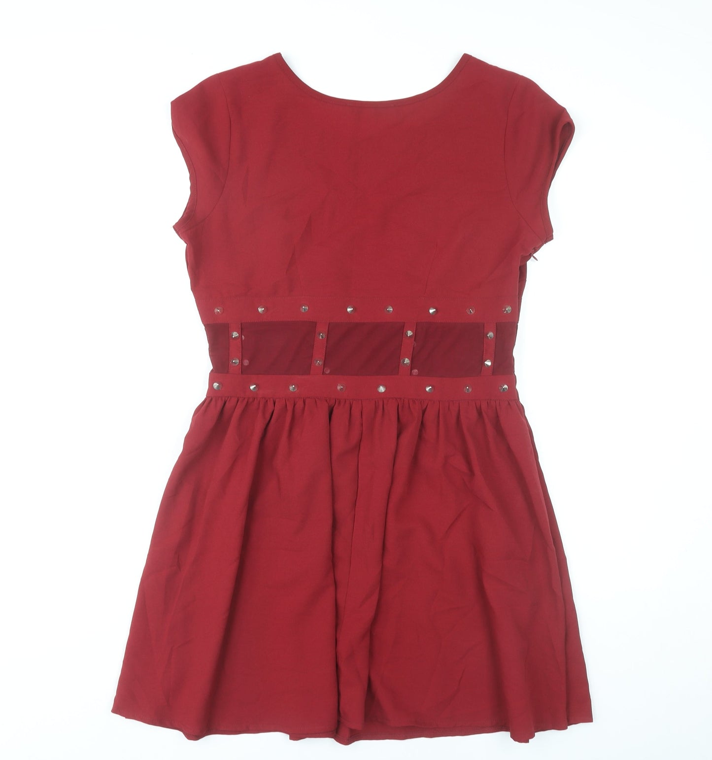 Rare London Women Red Skater Dress Size 14 Studded Partywear