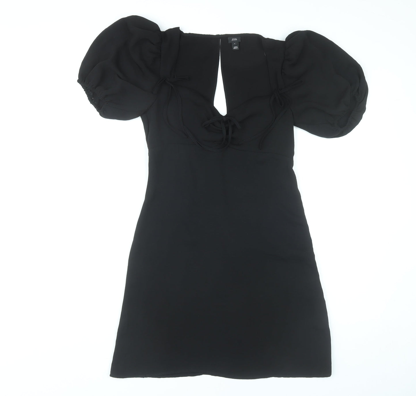 River Island Womens Black Size 8 Mini Puff Sleeve Party Dress