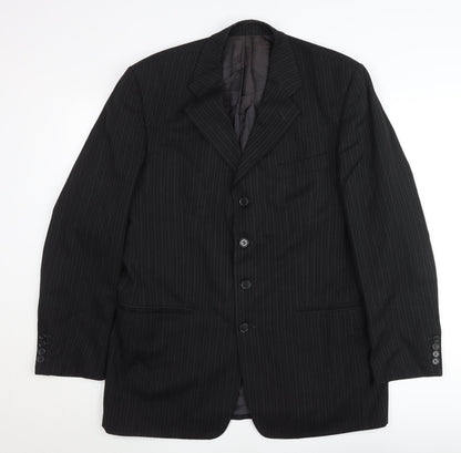 Additional front view of Principles Men’s Black Pinstripe Wool Blend Blazer Jacket 42L