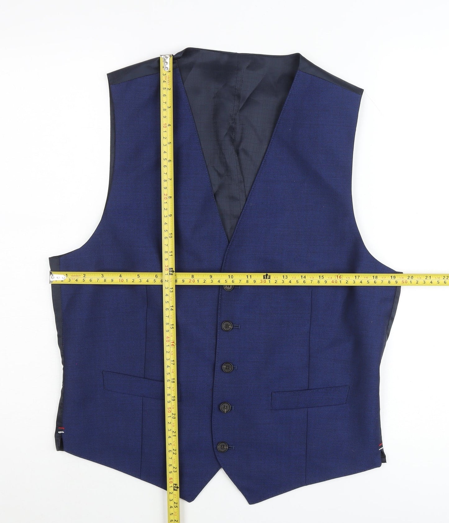 Marks and Spencer Men's Blue Wool Waistcoat Size M 38-40 inch Chest Formal