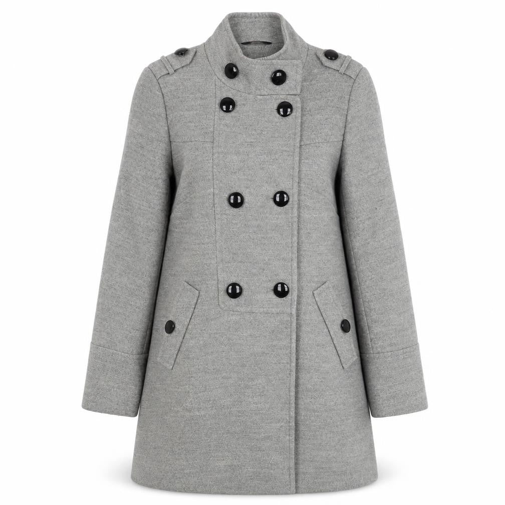 Marks & Spencer Women’s Grey Pea Coat UK 10 Mid-Length Wool Blend