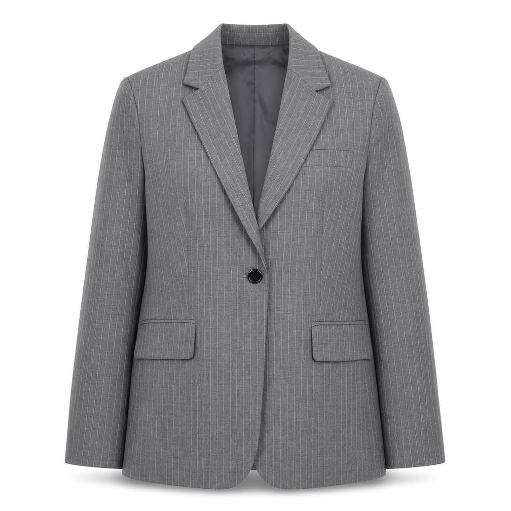 Mango Men’s Grey Pinstripe Slim Fit Blazer Jacket M