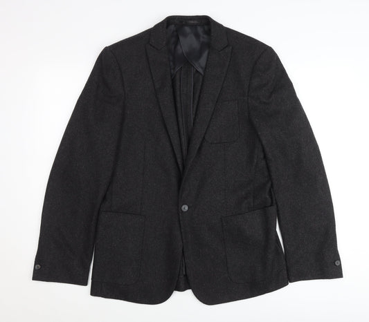 AR RED Men’s Grey Wool Blend Blazer Jacket 38R Regular Fit