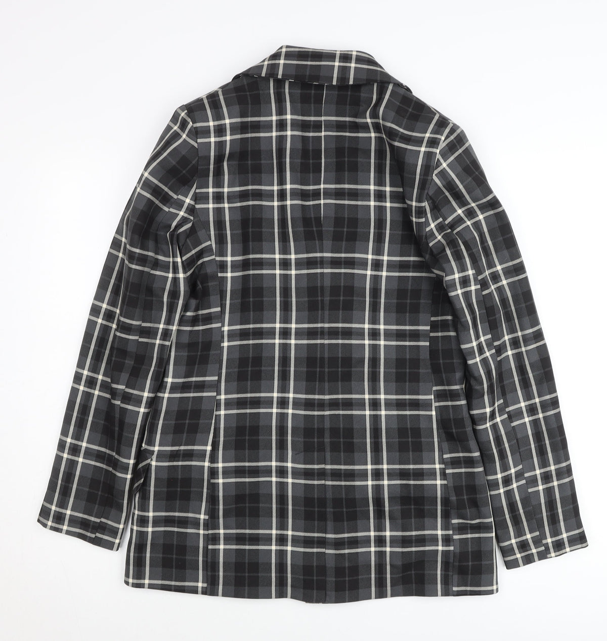 Primark Women’s Black Check Plaid Blazer Jacket Size 10 Double-Breasted