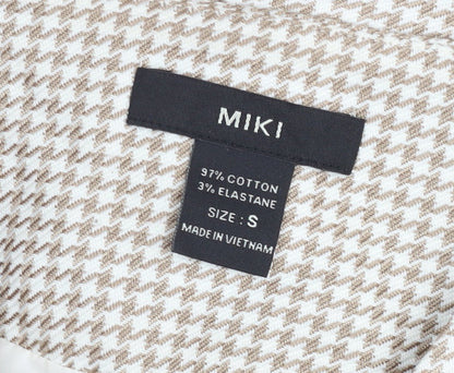 MIKI Women's Beige Houndstooth Cropped Suit Jacket Size S