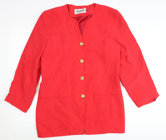 Cognito Womens Red Size 14 Tailored Single-Breasted Jacket