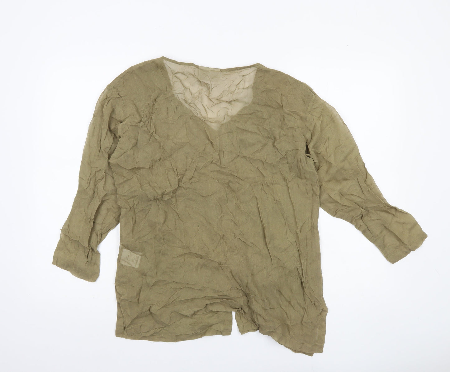 Principles Womens Green 3/4 Sleeve Embroidered Tunic Blouse UK 12