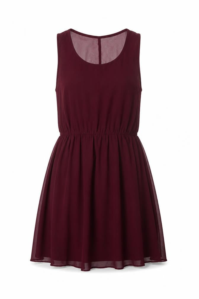 H&M Women’s Red Skater Dress Size 2 Sleeveless Scoop Neck