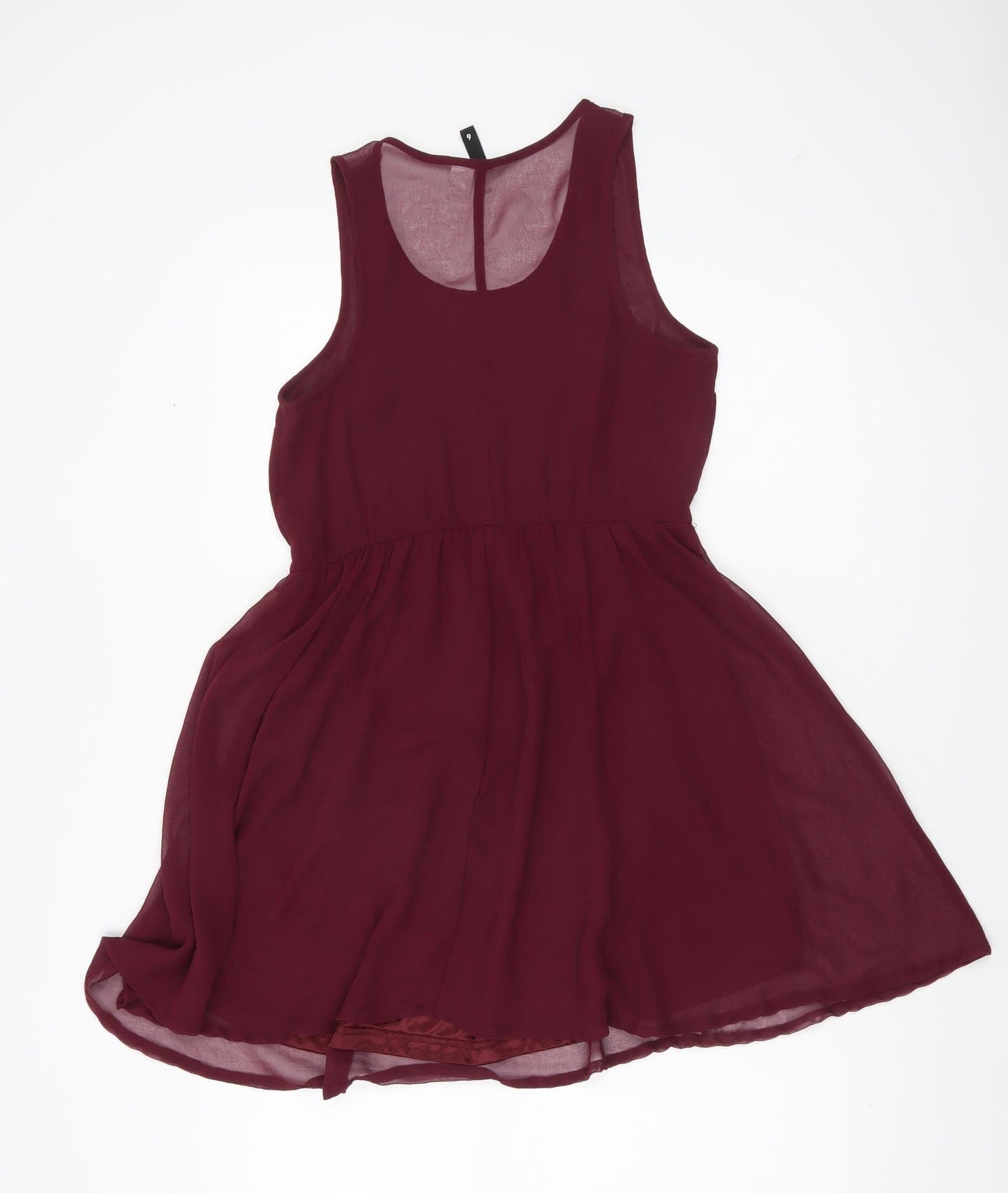 H&M Women’s Red Skater Dress Size 2 Sleeveless Scoop Neck
