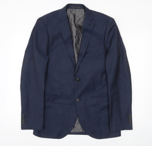 Next Men’s Blue Wool Blend Suit Jacket 38L Long Classic Formal
