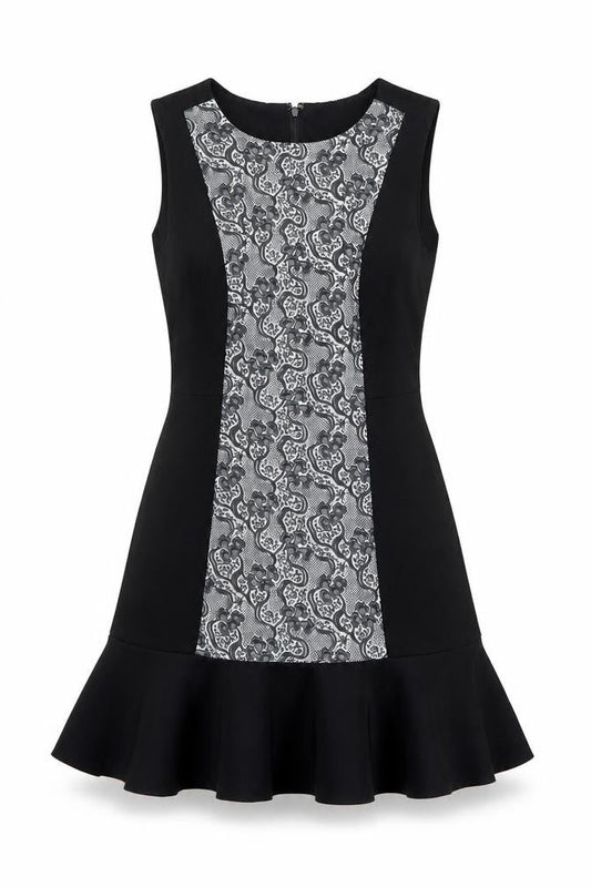 DKNY Women’s Black Grey Fit & Flare Knee Length Sleeveless Dress Size 8