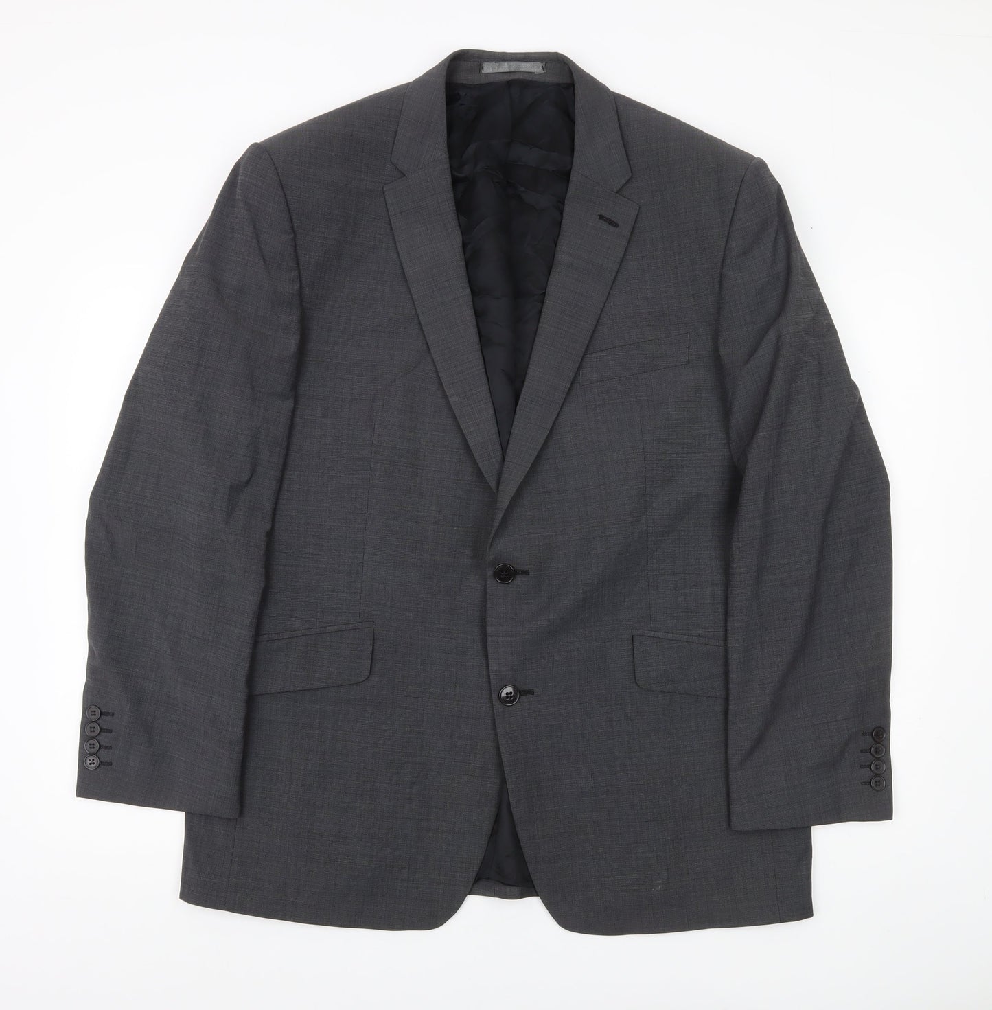 Ben Sherman Men's Grey 44 Blazer Jacket Single-Breasted Wool Blend