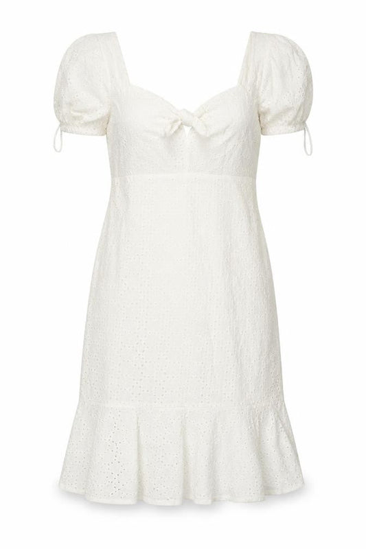 Guess Women White Cotton Puff Sleeve Sheath Dress Size 12