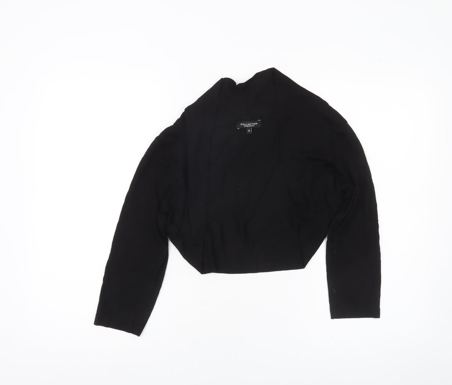 Debenhams Women’s Black Cropped Jersey Blouse Size 14 Long Sleeve