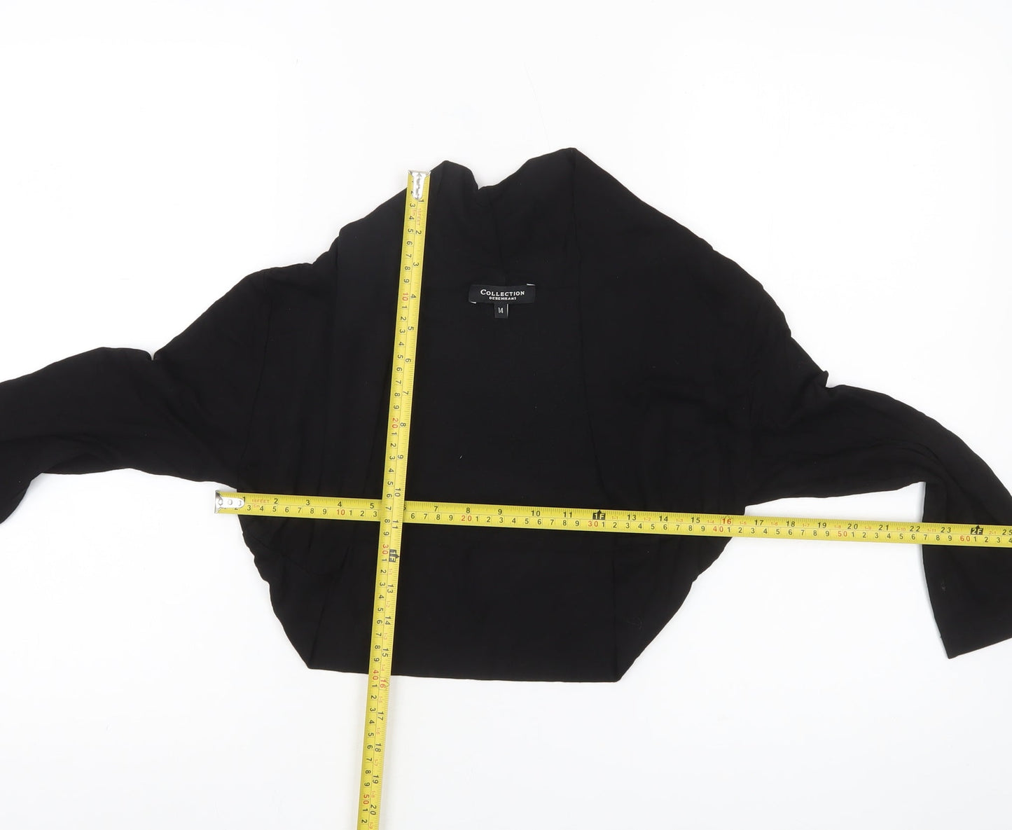 Debenhams Women’s Black Cropped Jersey Blouse Size 14 Long Sleeve