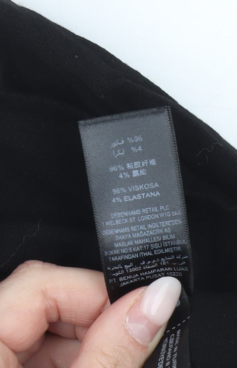 Debenhams Women’s Black Cropped Jersey Blouse Size 14 Long Sleeve