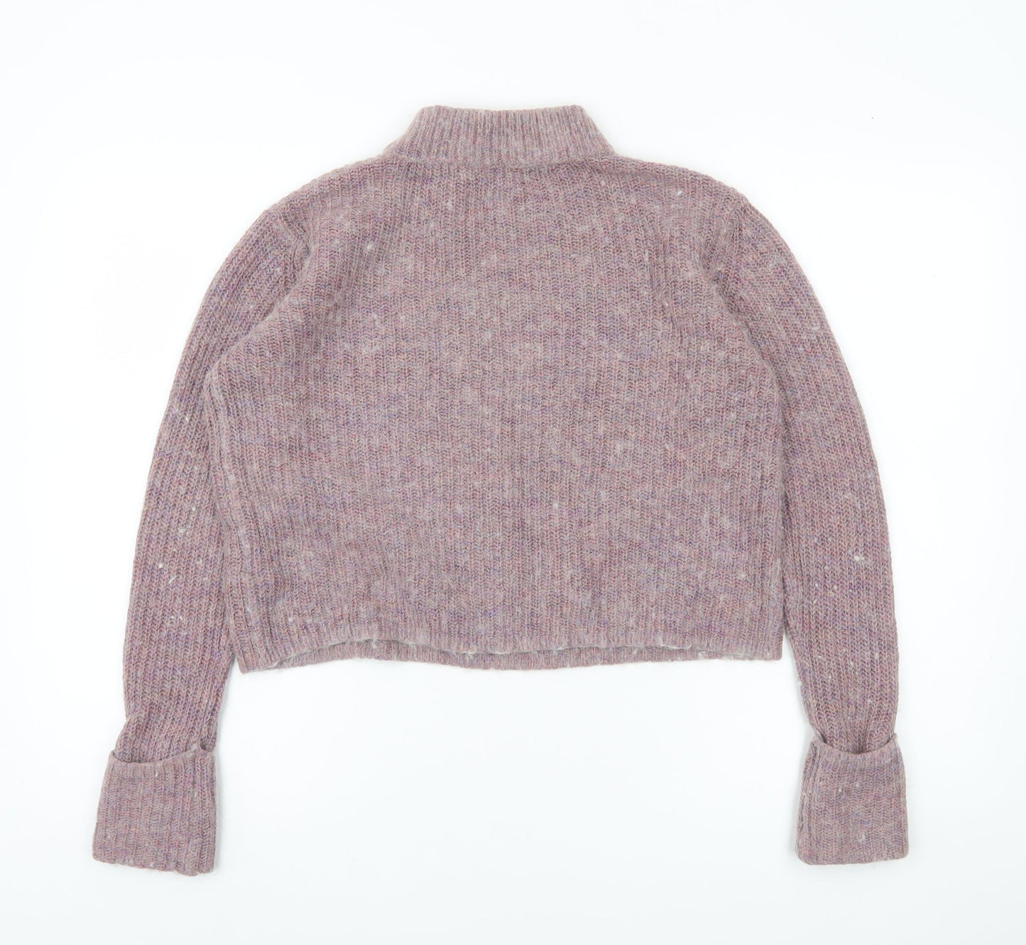 Topshop Women’s Purple Mock Neck Chunky Knit Jumper Size 10