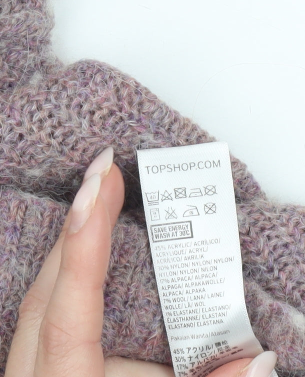 Topshop Women’s Purple Mock Neck Chunky Knit Jumper Size 10