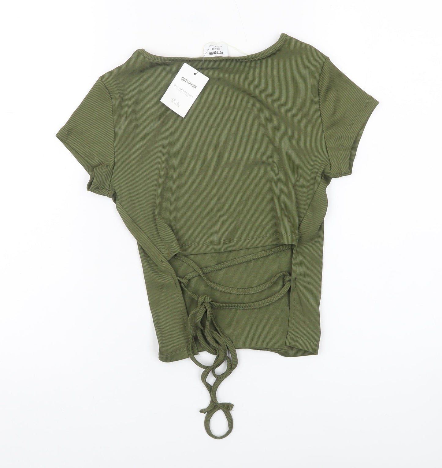 Cotton On Womens Green XS Cropped Slim Fit T-Shirt Summer Casual