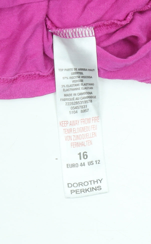Dorothy Perkins Women’s Pink Size 16 Long Sleeve Jersey Top